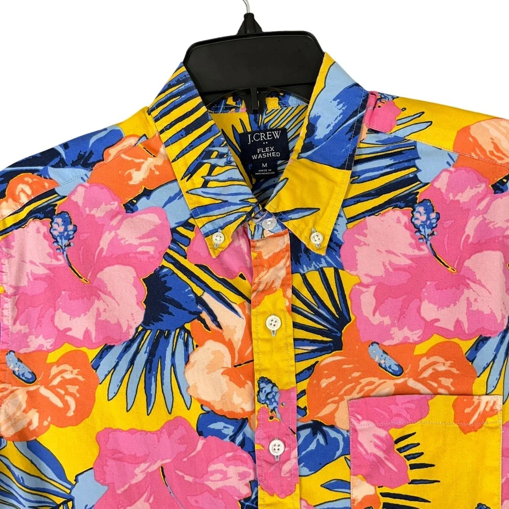 J Crew Flex Washed Floral Shirt Men M Tropical Casual Everyday Resort Vacation‎